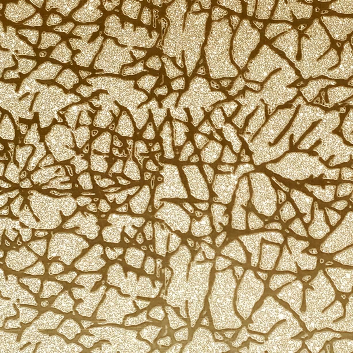 Dundee Deco AZ-G002A Abstract Glitter Tawny Brown on Merigold Cracks Peel and Stick Self Adhesive Removable Wallpaper, Roll 18 ft. X 18 in. (5.5m X 45cm), 26.6 sq. ft. (2.5 sq. m)