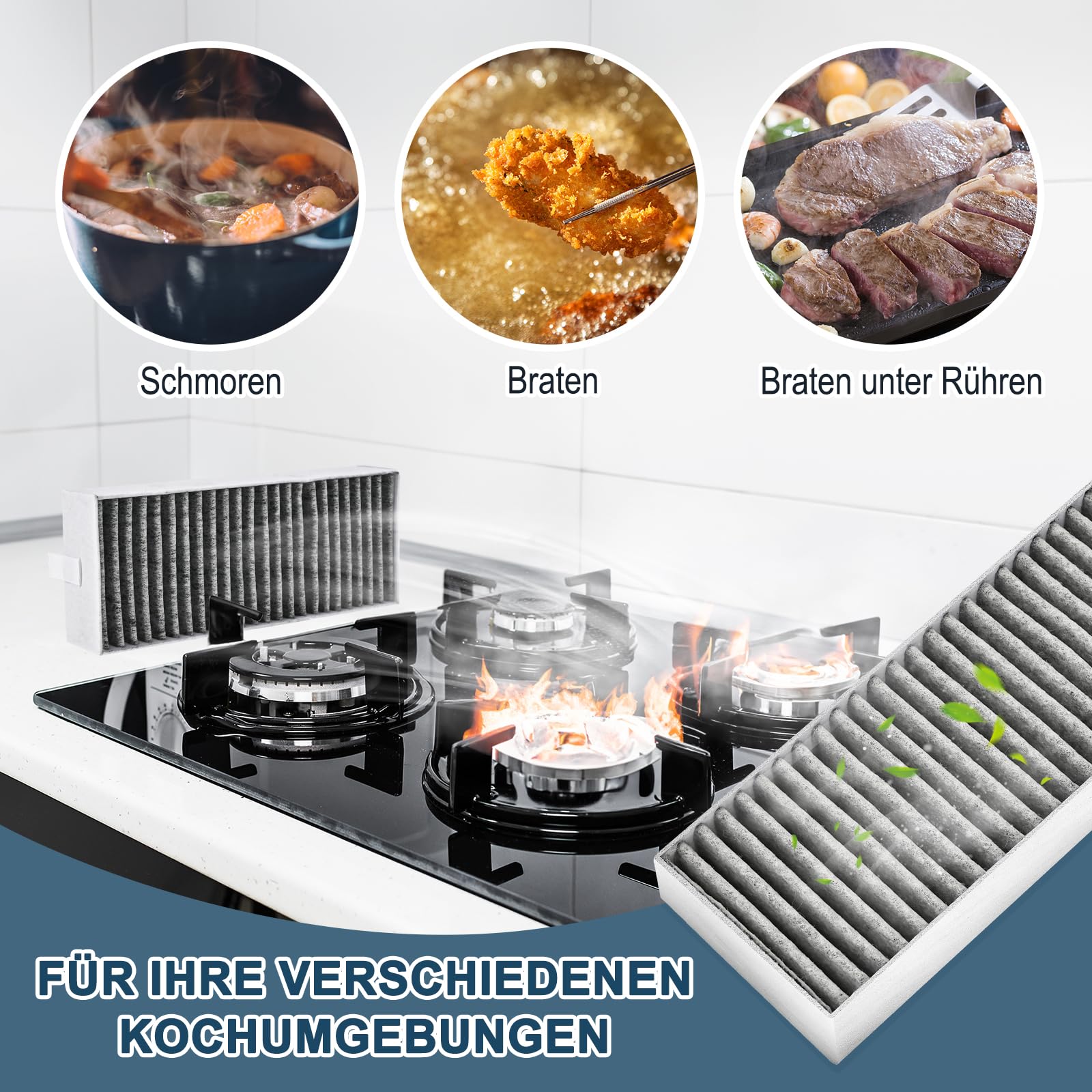 Herboom 4 Stück Aktivkohlefilter für Siemens HZ9VRCR0 17004796/ Bosch HEZ9VRUD0 17004811/ Neff Z821VR0 17004806/ Gaggenau CA282111/ Constructa CCZ9VRCRCR0 17006669, Umluftersatzfilter Zubehör