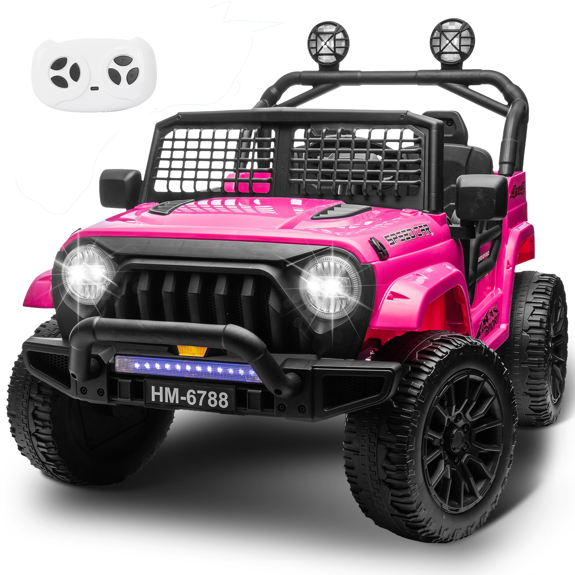 Letsgokid 2 Seater Ride on Car for Kids, 24V Electric Power Ride on Truck Toy with Remote Control, 200W Motor, LED Lights, Music, 3 Speed, 4 Wheel