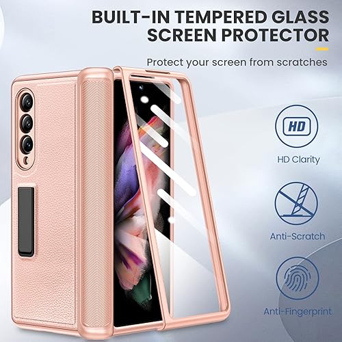 Miniatura 6 de Ruky Funda con función atril para Samsung Galaxy Z Fold 3 con protección de bisagra, carcasa de cuerpo completo con protector de pantalla integrado