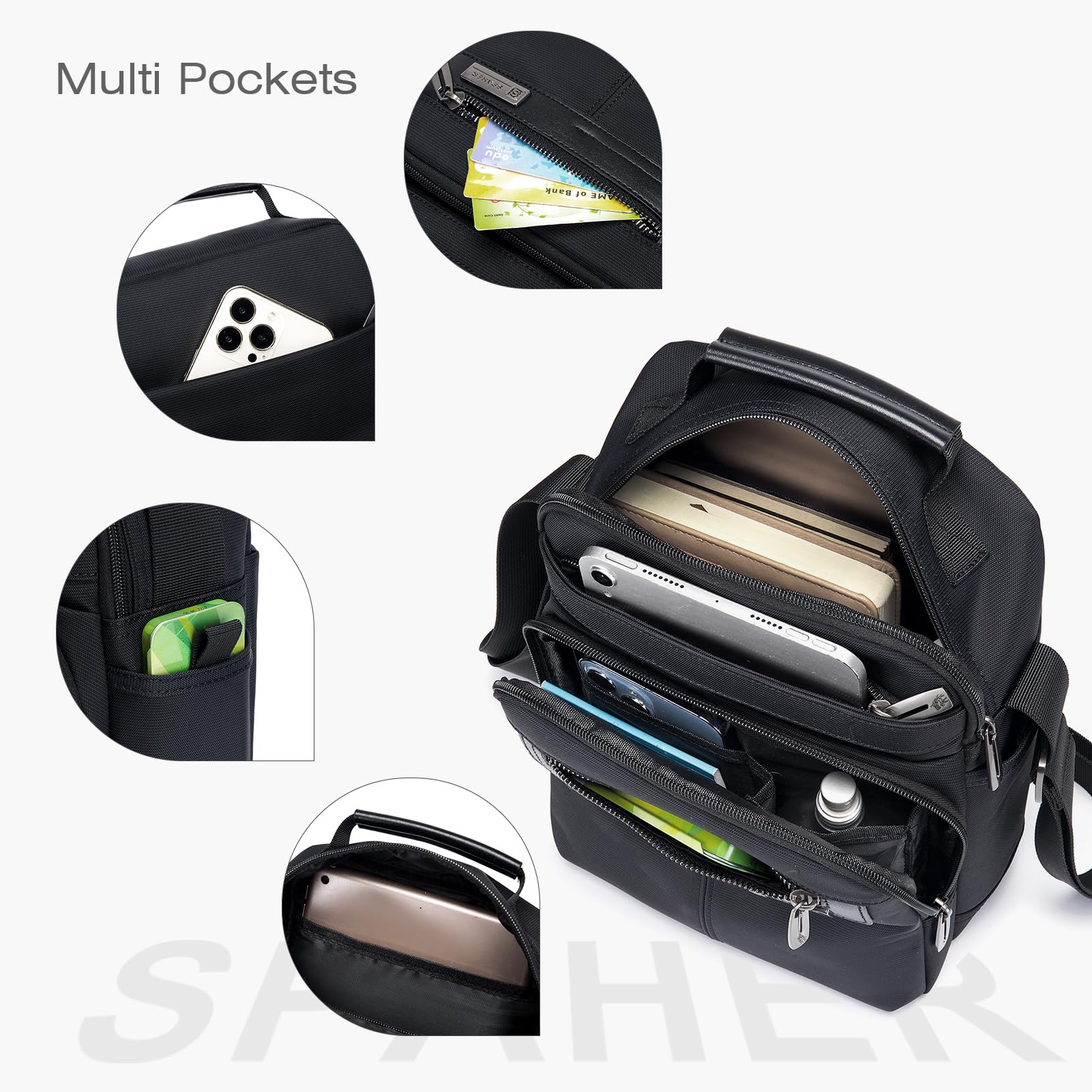 SPAHER Borsa Uomo Tracolla Borsello Ipad Impermeabile, Lavoro Tablet