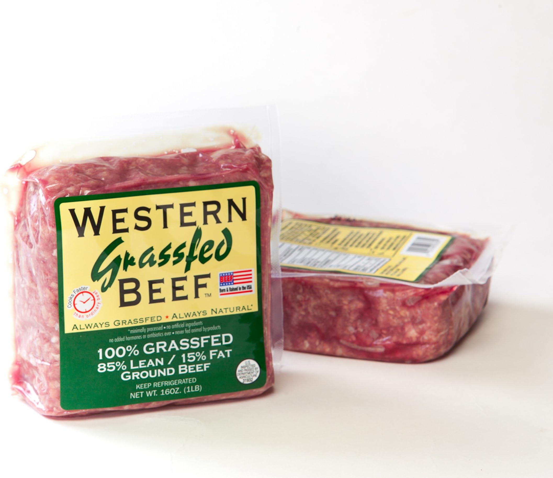 100% Grass Fed Ground Beef Bricks 85% Lean, 15% Fat (4 pack)