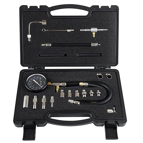 Lichamp Automotive Fuel Pressure Test Kit, Fuel Pump & Rail Diagnostic Gauge with Adapters, Hose, for Car/Truck/Motorcycle