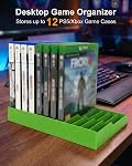 Video Game Storage Tower for PS5 / PS4 / Xbox Series X/Xbox One Game Cases, 12-Disc Capacity DVD & Blu-Ray Organizer Stand, Anti-Slip ABS Desktop Rack, No Assembly Required (1, Green)