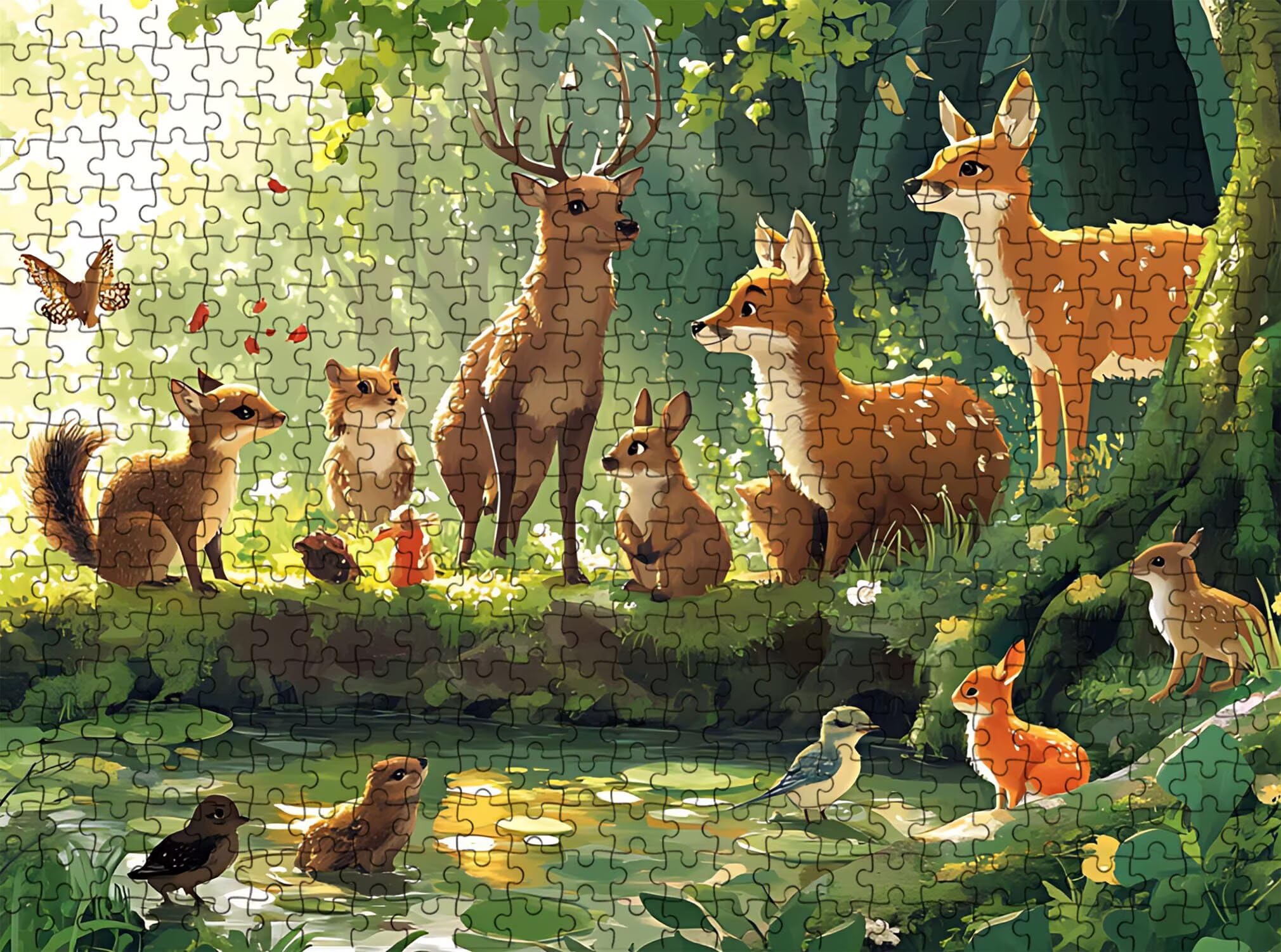 Puzzle 4000 Pezzi Classici, Puzzle foresta cervo 141 x 87 cm, Gioco Educativo e Antistress in Legno con Poster Incluso, Ttività DIY per Famiglia, Regalo per Appassionati, Decor Parete Casa, f0-856