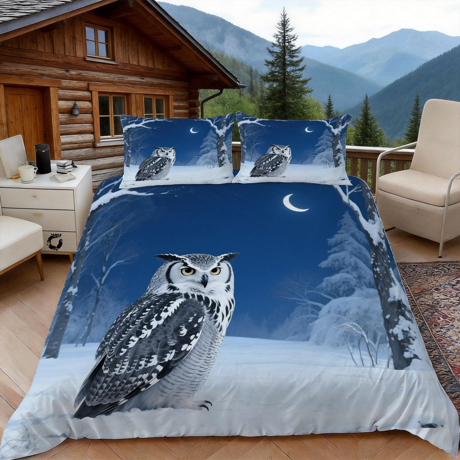 Housse de couette 200x200 hibou pour une ambiance de chambre cocooning et étoilée