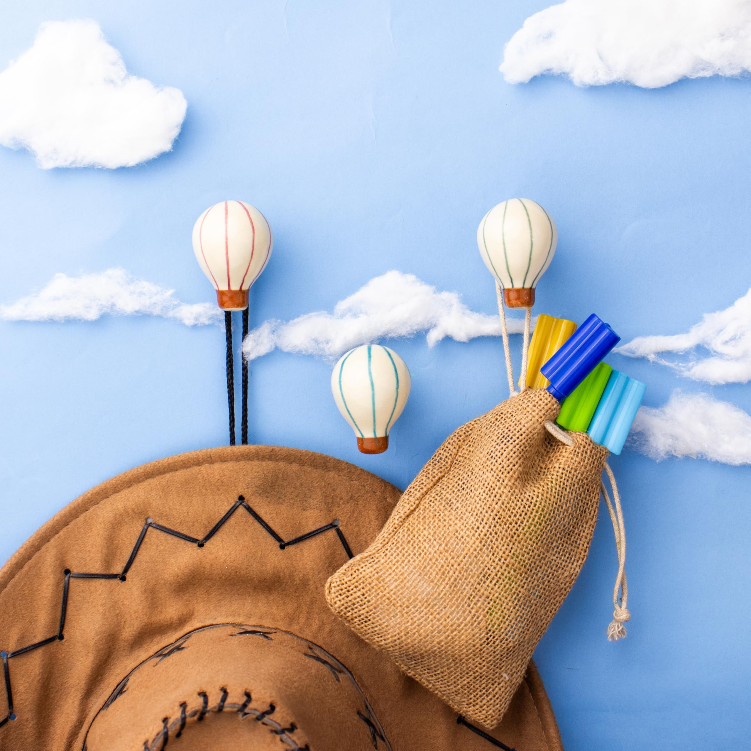 indian-shelf 3 pack colorful hot air balloon wall hooks for kids room décor