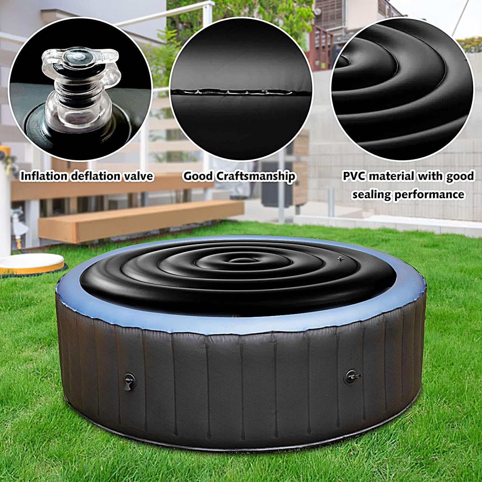 Copertura, coperchio isolante rotondo da 138 cm, protezione gonfiabile di ricambio per spa, portatile, per esterni, interni, cortile, terrazza, giardino, appartamento, campeggio, bagno, casa, spa