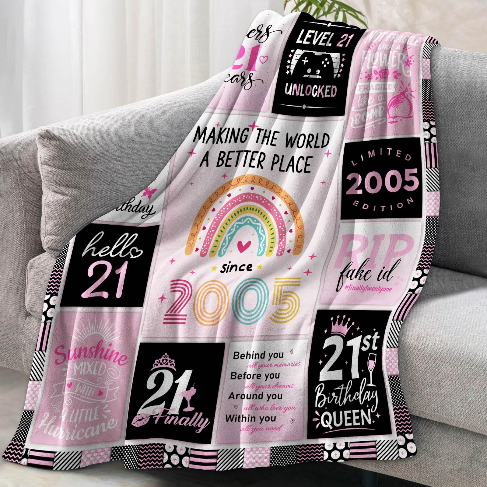 21st Birthday Gift for Her - 21 Year Old Birthday Gift for Her - Gifts for 21st Birthday Female - 21st Birthday Gifts for Women/Daughter - 21st Birthday Gift Ideas Blanket 60"X50"