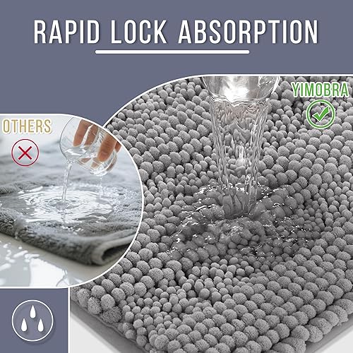 Miniatura 4 de Yimobra Tapete de baño de felpilla a rayas, lujoso, extra grueso y suave, esponjoso, absorbente, antideslizante, lavable a máquina, tapetes de baño