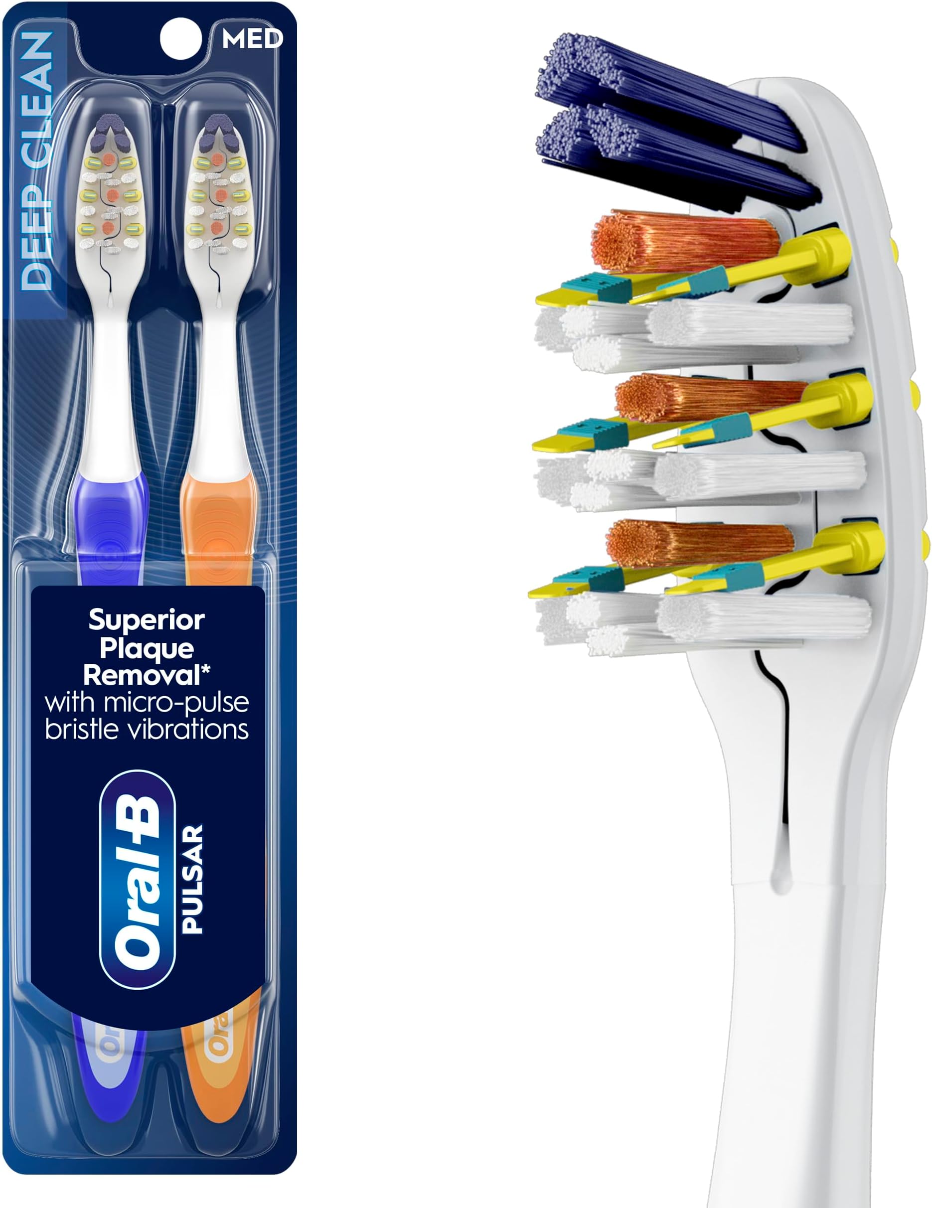 Pulsar Expert Clean Battery Toothbrush, Medium, 2 Count
