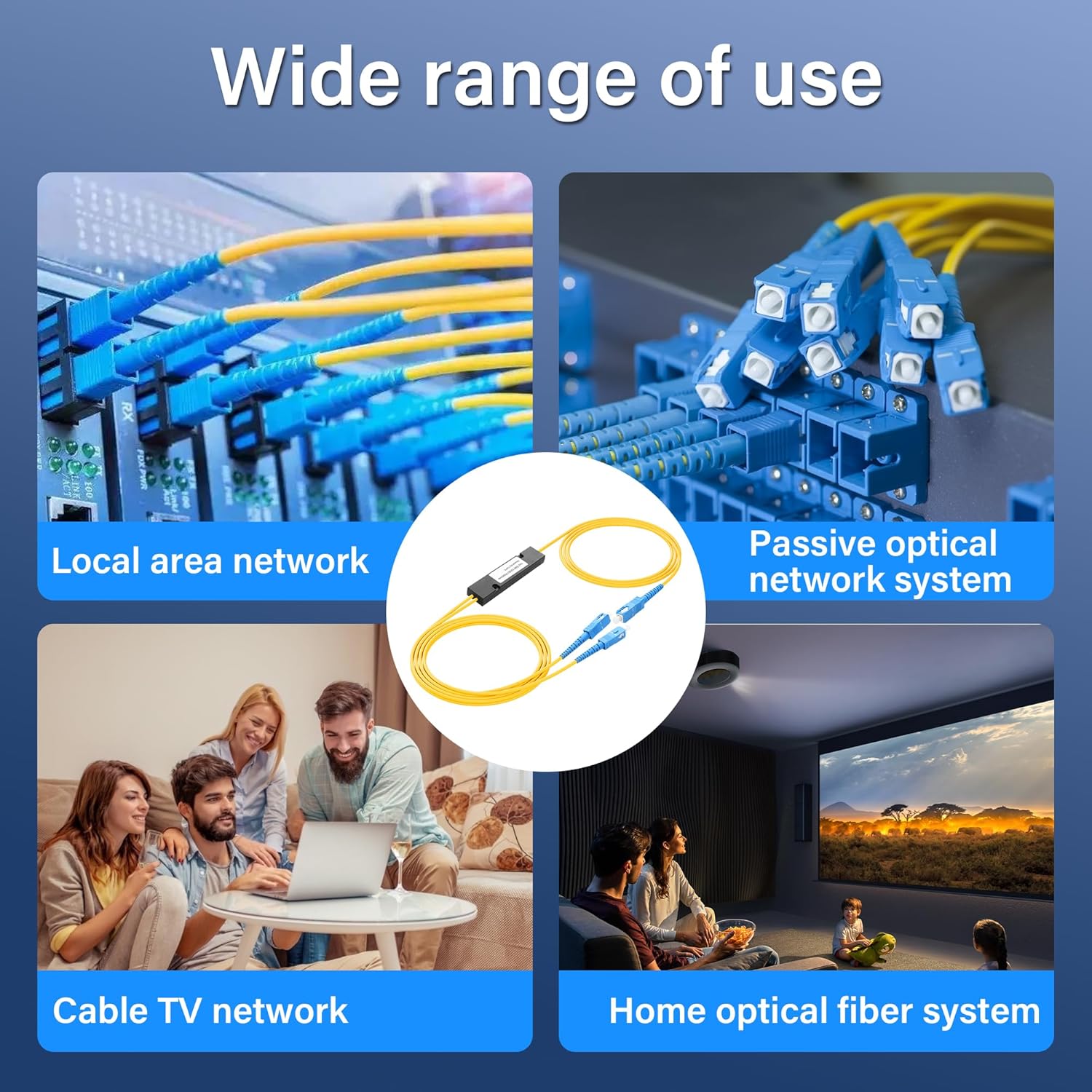 PNGKNYOCN SC UPC 1X2 Fiber Optical Splitter,1x2 FBT Singlemode Optical Splitter Module for Fibre Optical Communication System,Fiber Optic LAN（Total Length: 2M） - Image 6