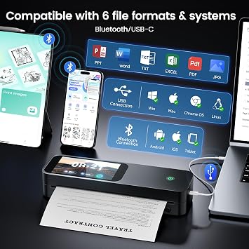 Phomemo M85 Touchscreen Portable Printers Wireless for Travel with Case