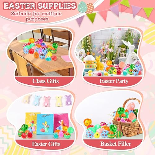 Miniatura 6 de Simgoing Juego de 24 huevos de Pascua de plástico con mini bolas de Pascua, huevos de plástico rellenables para cesta de Pascua, recuerdos de fiesta