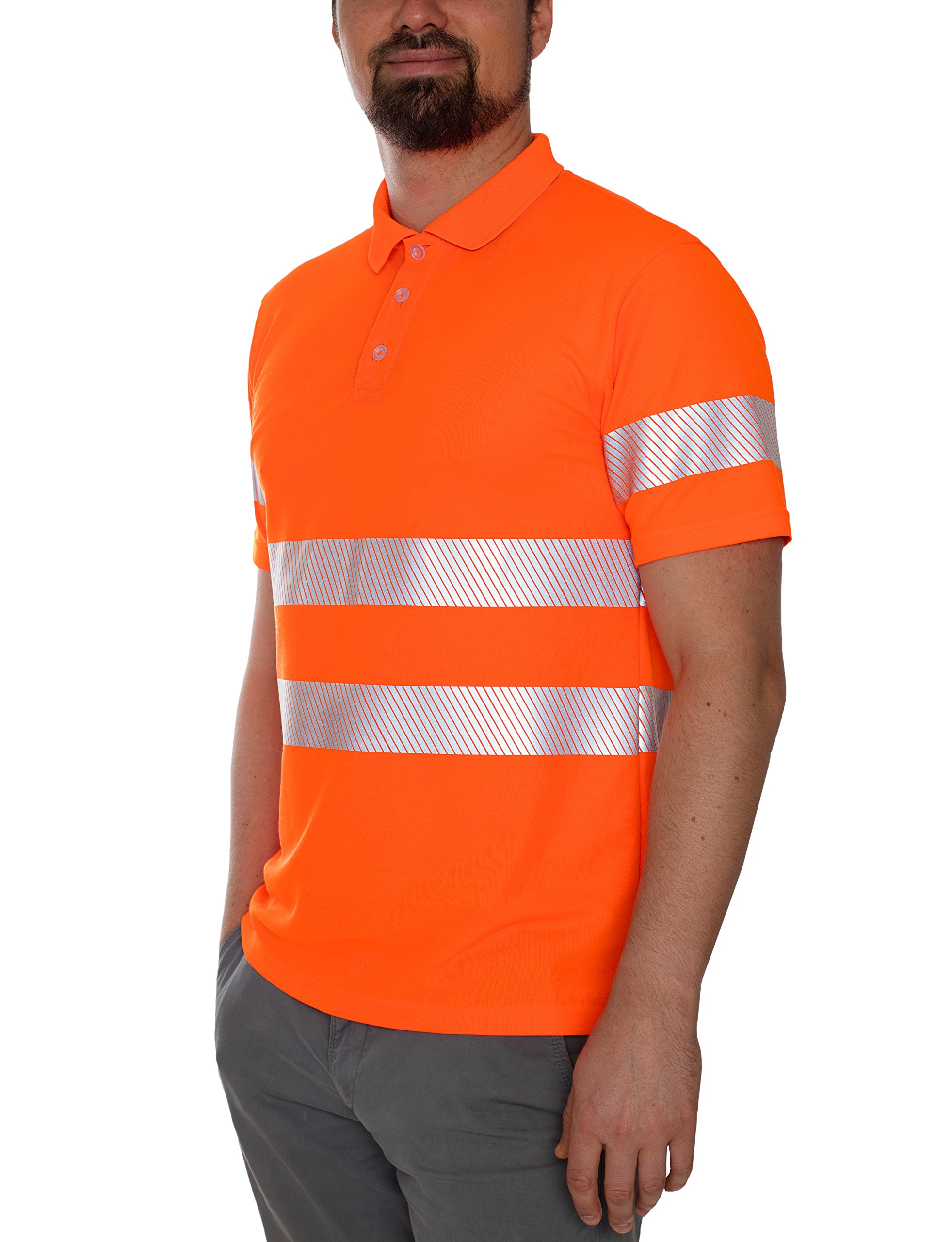 iQ-UV Polo Shirt Orange Hv 2XL - UV-Schutz 50+ mit Warnschutz EN20471 | Warnschutz Polohemd für Baustelle und Straße - Sicherheitsshirt Polo - hochsichtbar und robust orange