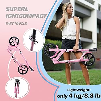 Renegade Kick Scooters For Kids Teenagers Adults- 2 Wheel Kids Scooter Adjustable T Bar Handlebar Alloy Anti Slip Deck Portable Folding Carrying Strap