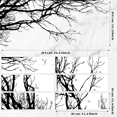 Miniatura 2 de Large Tree Wall Decal, 6 Sheets Peel and Stick Mural Wallpaper, Tree Style, Black, PVC, Waterproof, Indoor Use, for Home Bedroom Living Room Decor