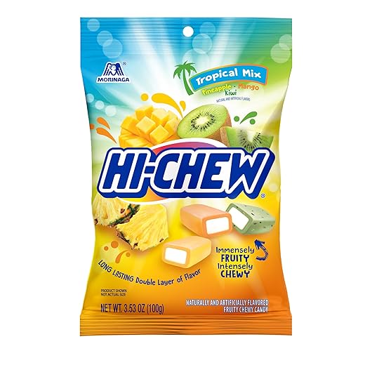 HI-CHEW Tropical Mix, 6 Bags, 3.53oz Each, Kiwi Pineapple Mango Taffy Candy