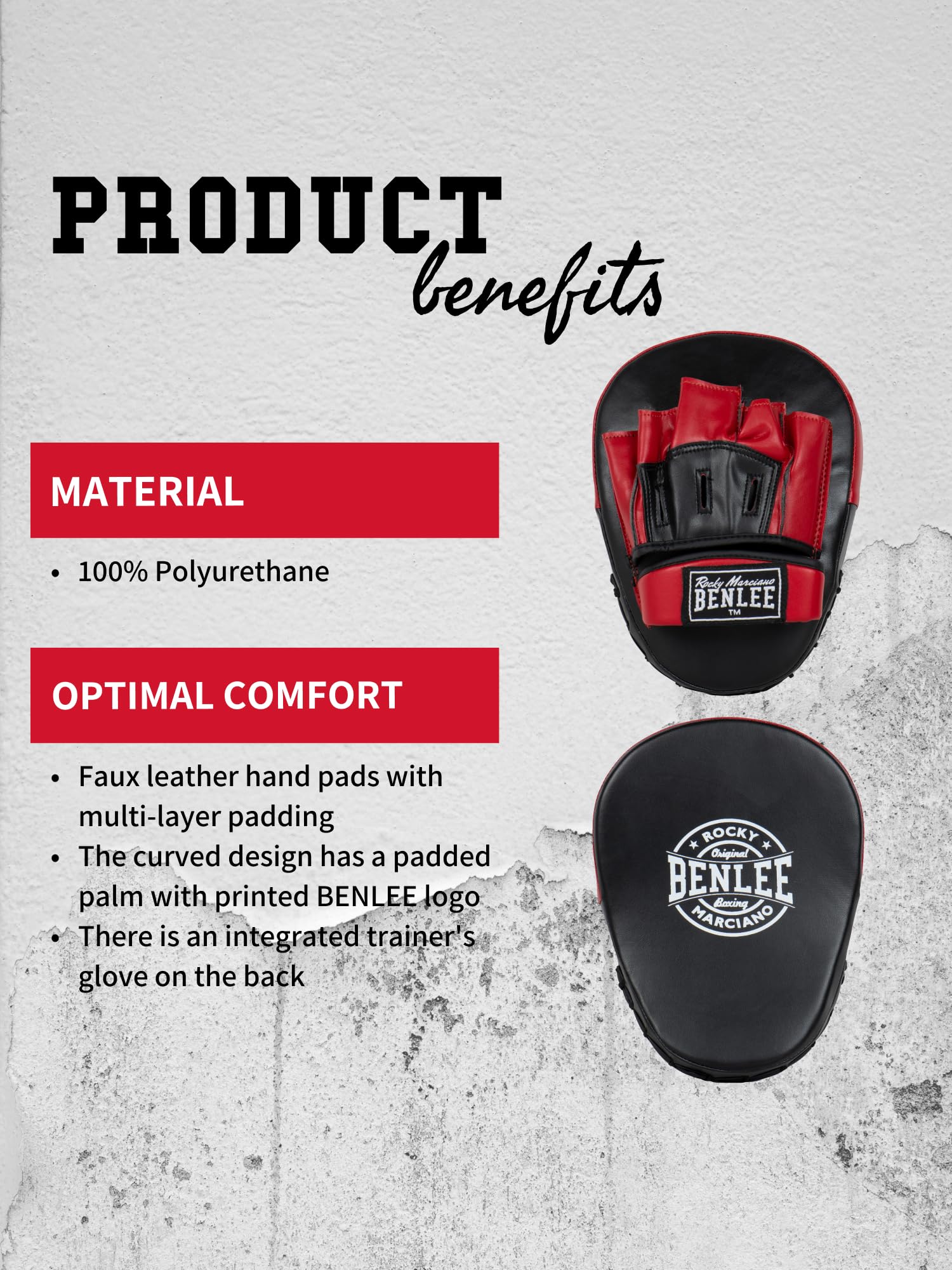 BenLee Punch Mittens Faux Leather Dewey One Size Black/Red
