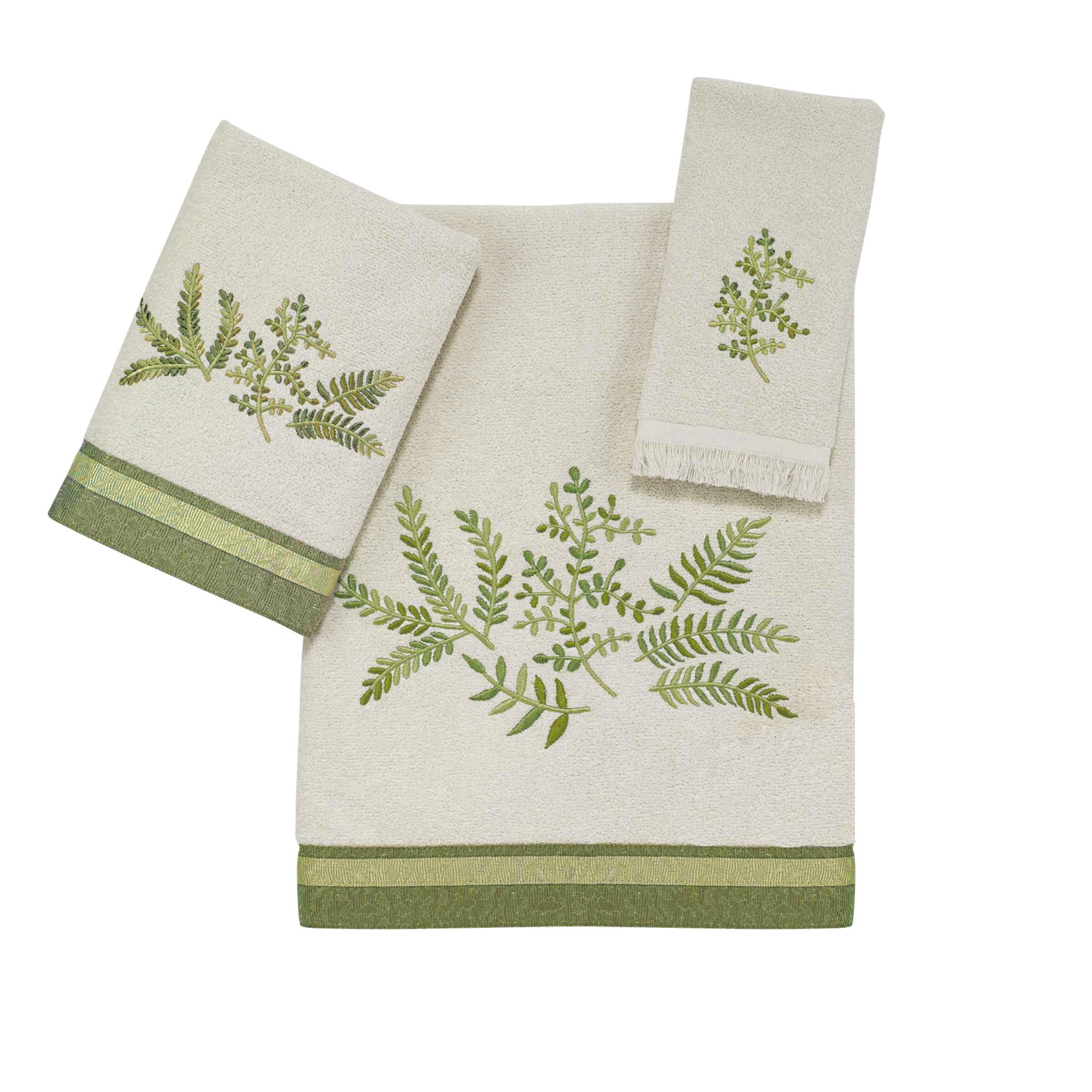 Avanti Linens - Bathroom Towel Set, 100% Soft and Absorbent Cotton Hand, Fingertip & Bath Towel, Nature-Inspired Home Decor, Set of 3 (Greenwood)