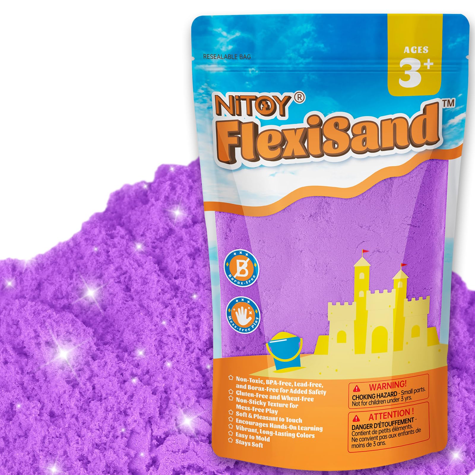 NiToy FlexiSand Toy Sand 2.2Lb Moldable Sensory Sand for Kids Purple