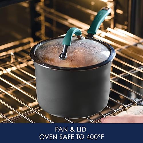 Miniatura 6 de Rachael Ray Cucina - Cacerola antiadherente anodizada dura con tapa, 3 cuartos de galón, color azul