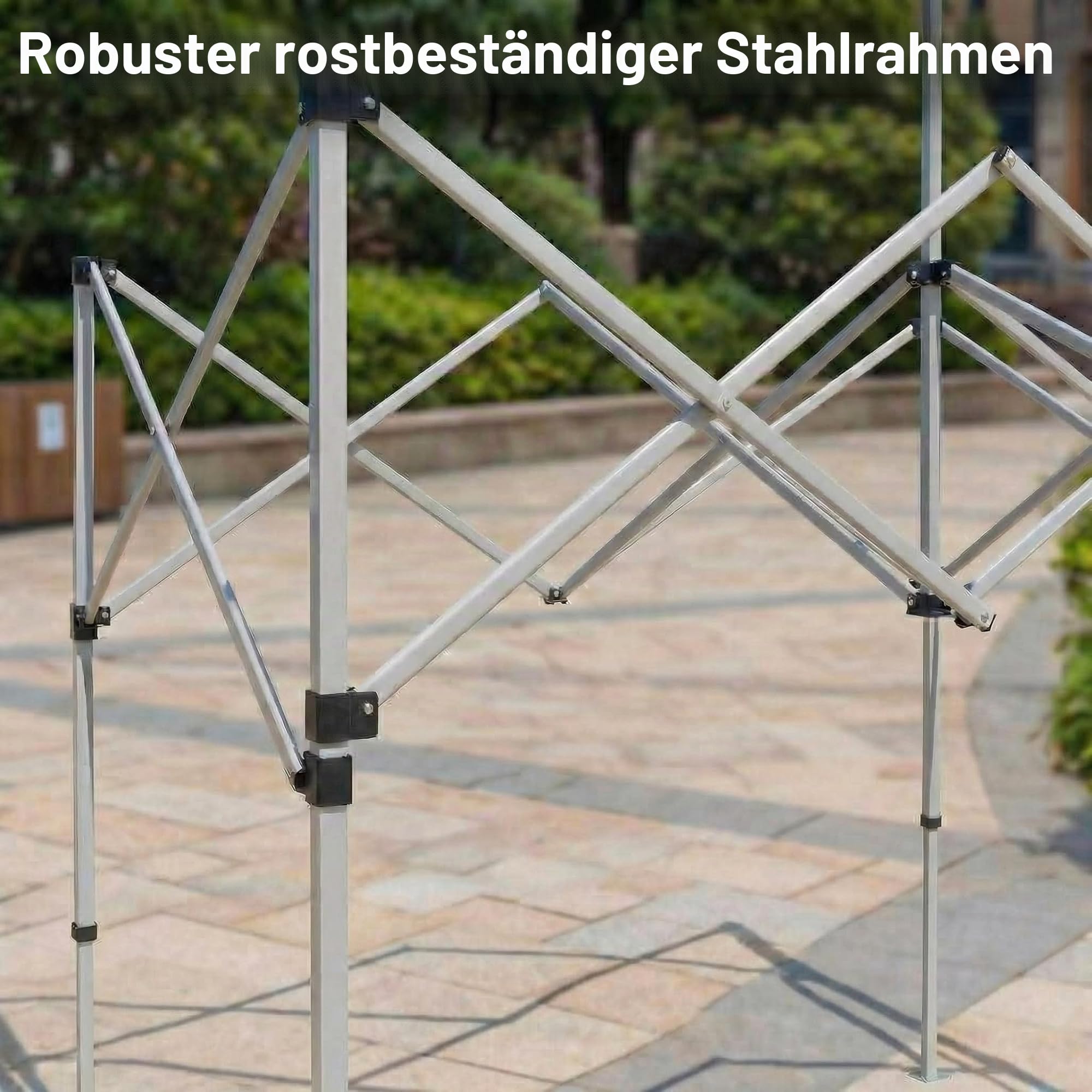 Pavillon 3x6m Wasserdicht, Pop-Up Faltpavillon Schnellaufbau & Stabiler Stahlrahmen & Höhenverstellbar, Gartenzelt UV Schutz 50+, Oxford-Gewebe, Partyzelt mit Tasche für Garten, Weiß