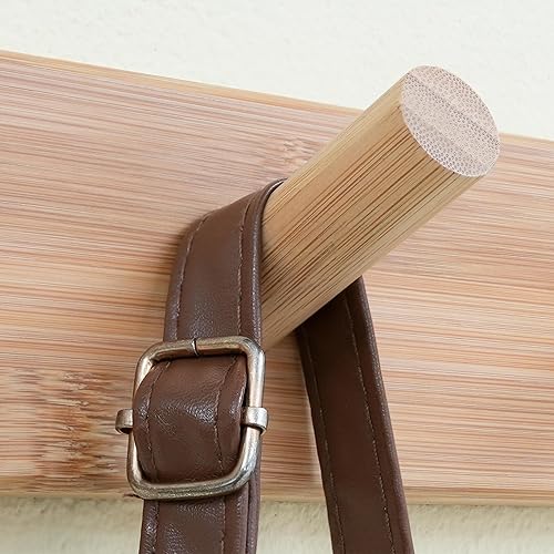 Miniatura 10 de SKOLOO Perchero de madera para colgar en la pared, agujero a agujero de 16 pulgadas, 5 clavijas de bambú para colgar ropa, batas, toallas,