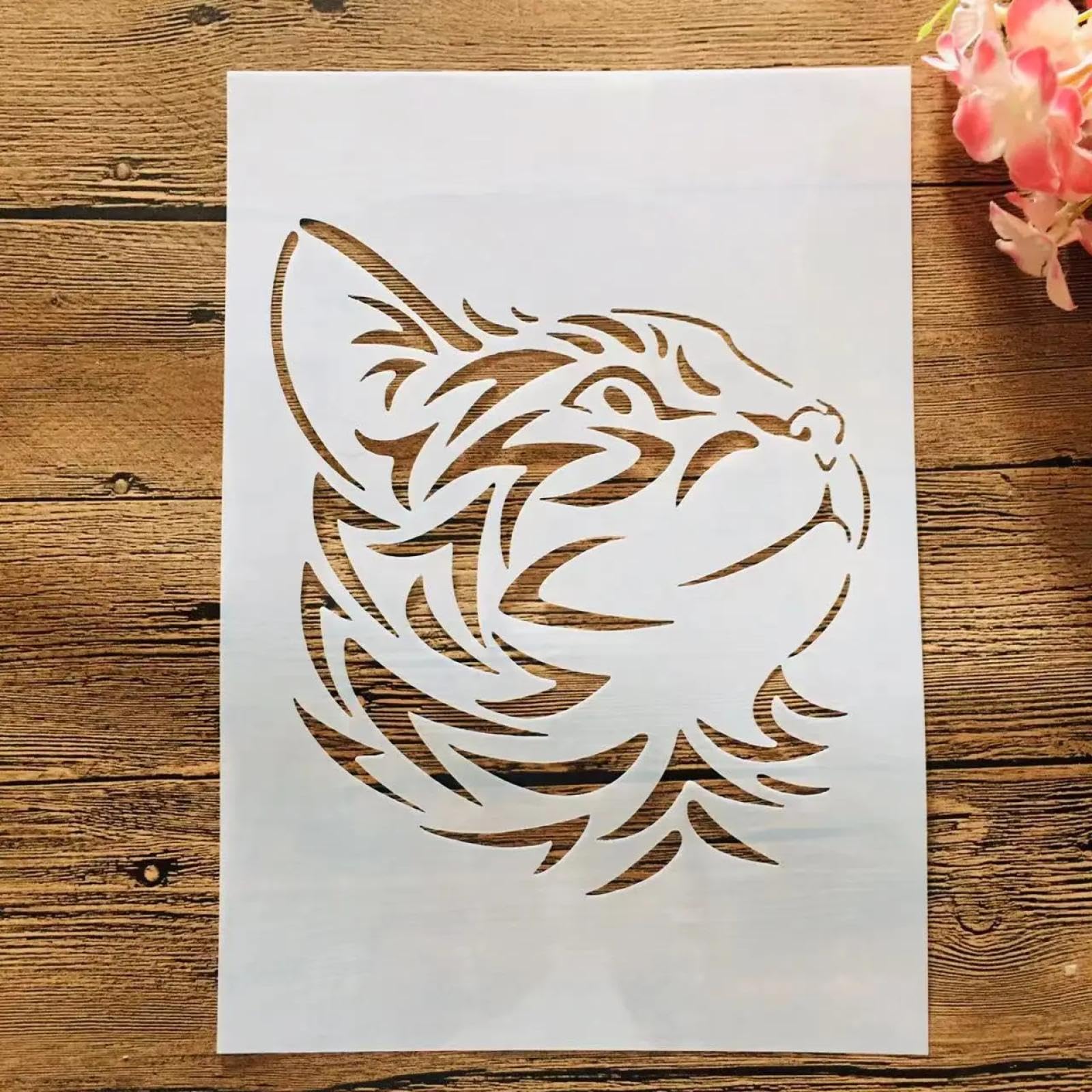 Pochoir pour peinture sur bois tête de chat lavable format A4