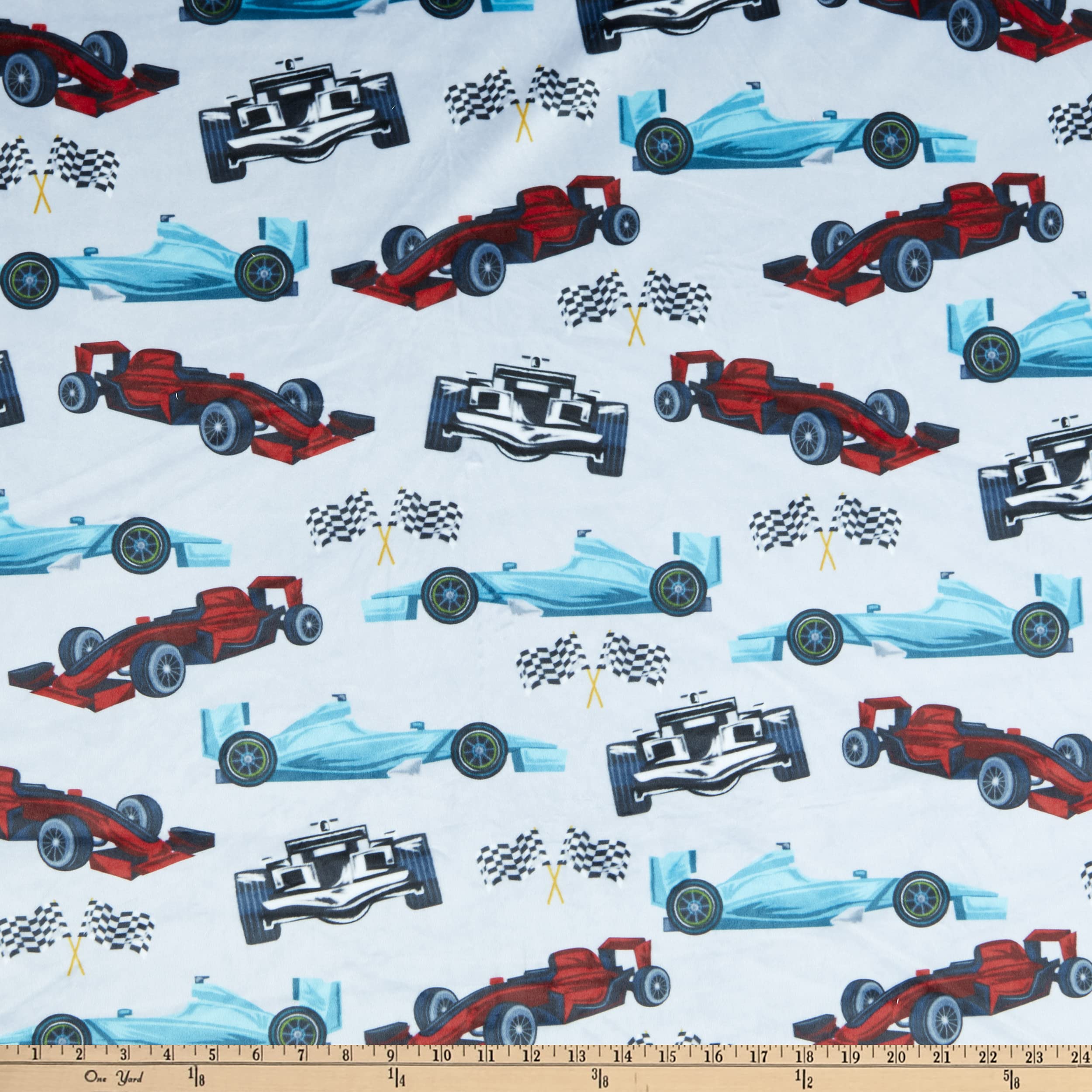 Shannon Minky Digital Cuddle Racecar Vapor, Fabric by The Yard