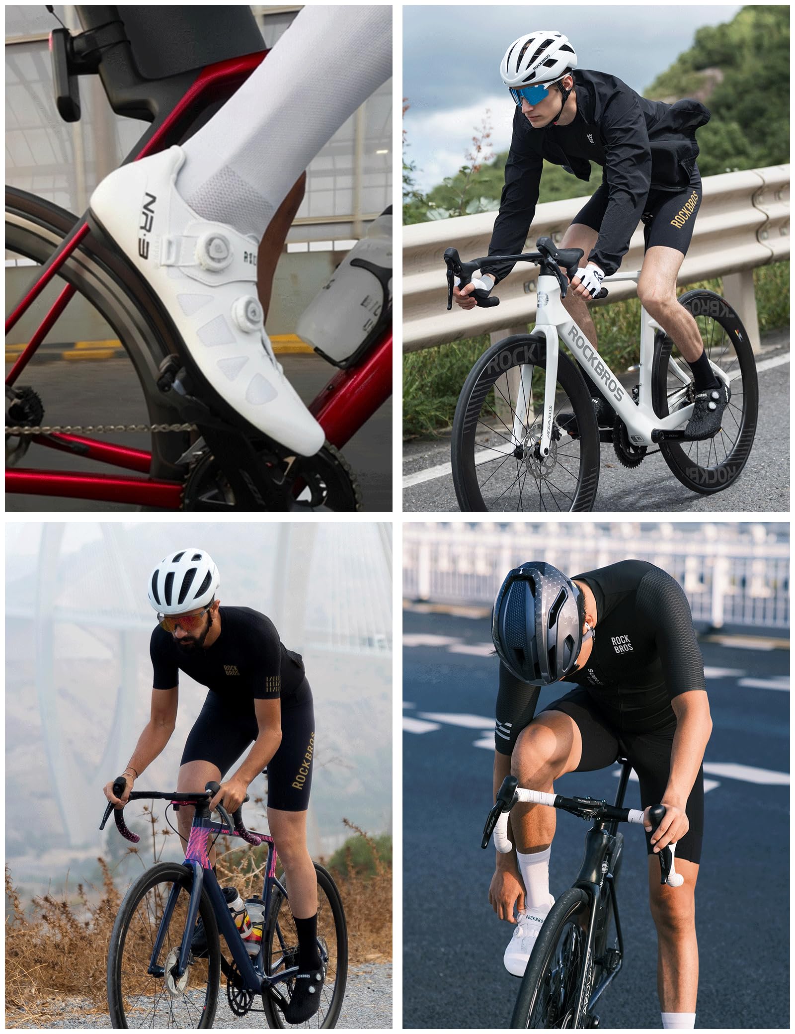 ROCKBROS Zapatilla de Ciclismo para Hombre y Mujer, Zapatos Bicicleta de Carretera MTB Compatible con Calas SPD-SL/KEO, Calzado con Suela de Nailon para Competición y Entrenamiento