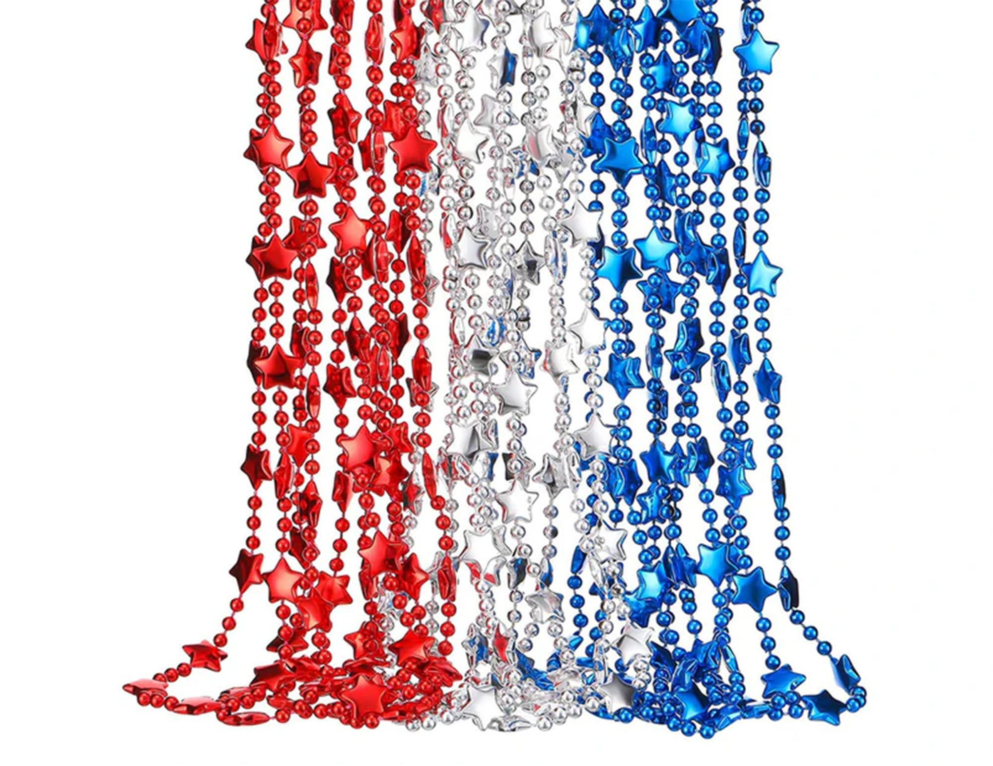 21Pcs 4th-of-July-Necklaces Independent-Day Patriotic Star Shaped Necklace Red-White-Blue Necklace for Adults Party Favors Accessories