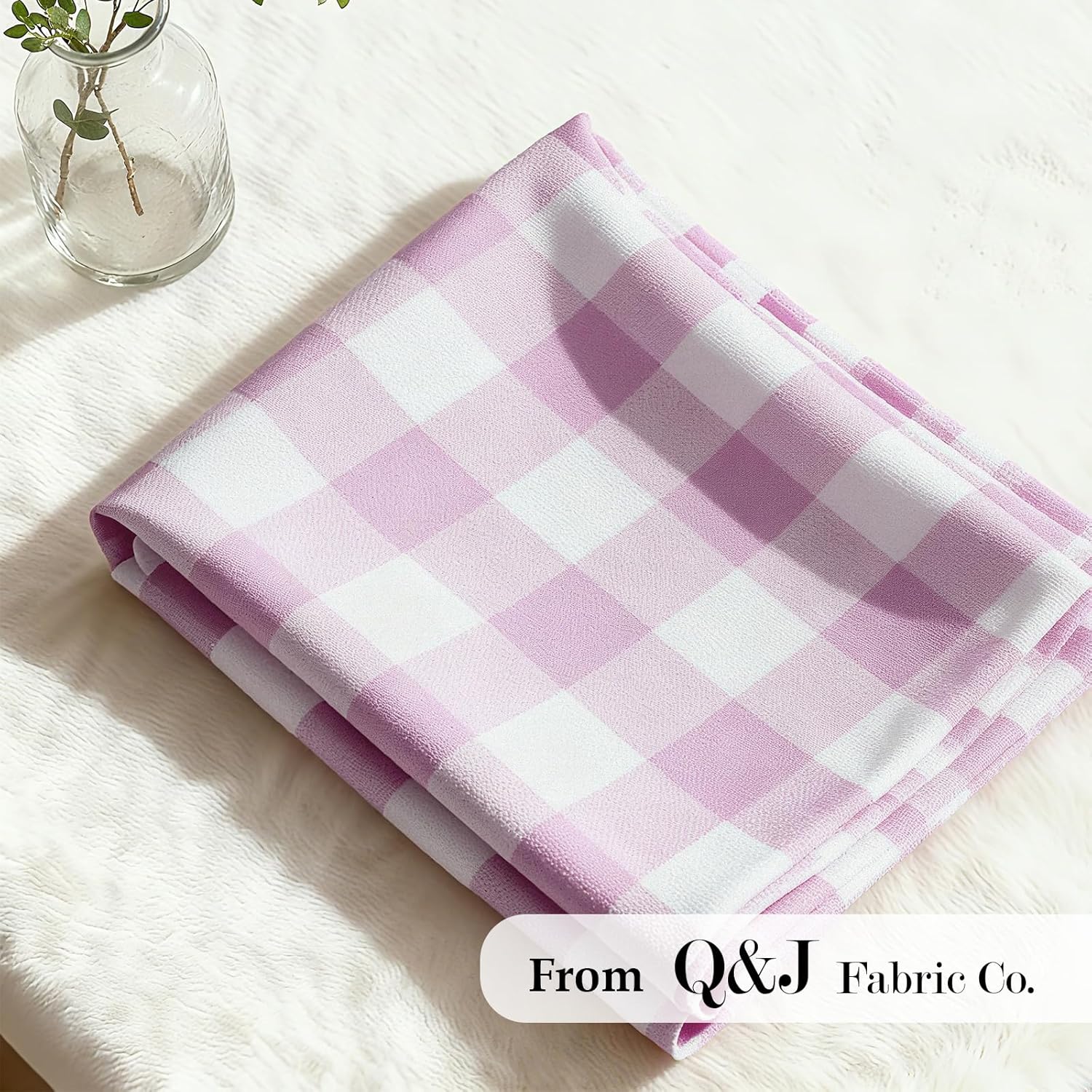 Q&J Fabric Co. Plaid Fabric 10 Yards x 94 Inch 1'' Pink Gingham Checkered Fabric by The Yard Precut Patchwork Sewing for DIY Craft Sewing Home Christmas Decoration