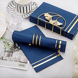 BUCLA 100-Count 3-Ply Disposable Napkins - Blue Paper Napkins Disposable Premium Quality - Dinner Napkins Disposable Soft, Absorbent for Parties, Weddings, Kitchen, Hanukkah and Cocktail Beverage