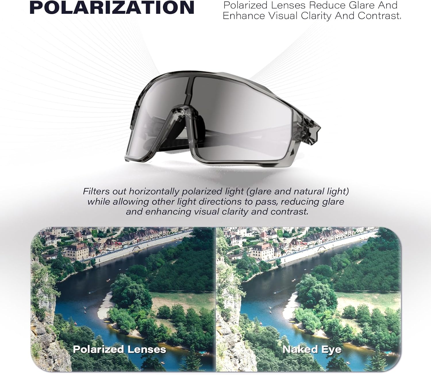 Polarized Cycling Glasses with Photochromic Effect, UV400 Protection, with Winter Anti-Fog for Men & Women