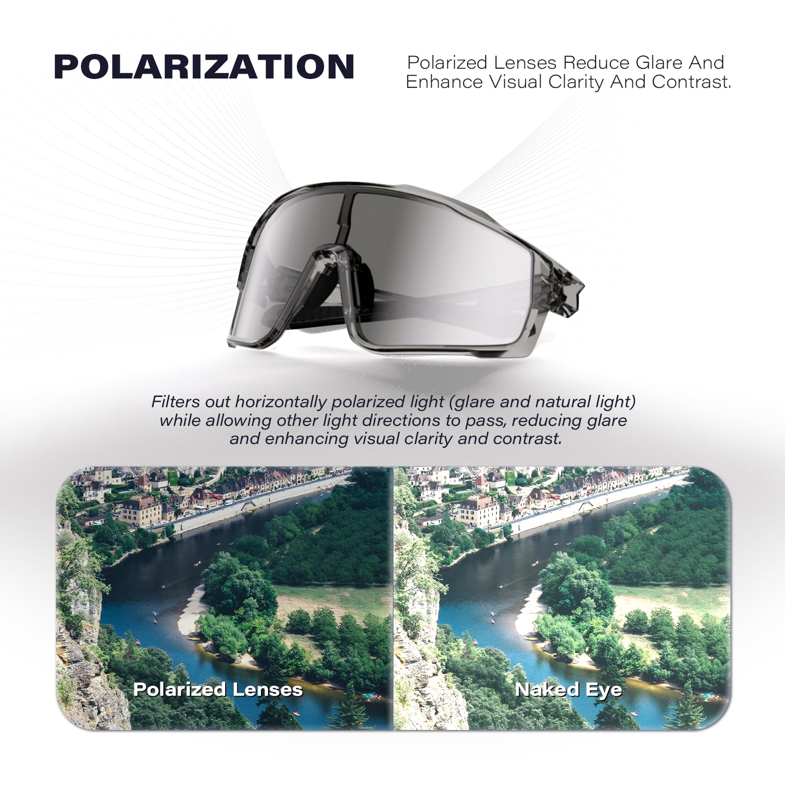Gafas de ciclismo polarizadas con efecto fotocromático, gafas de sol deportivas con antivaho de invierno para hombres y mujeres