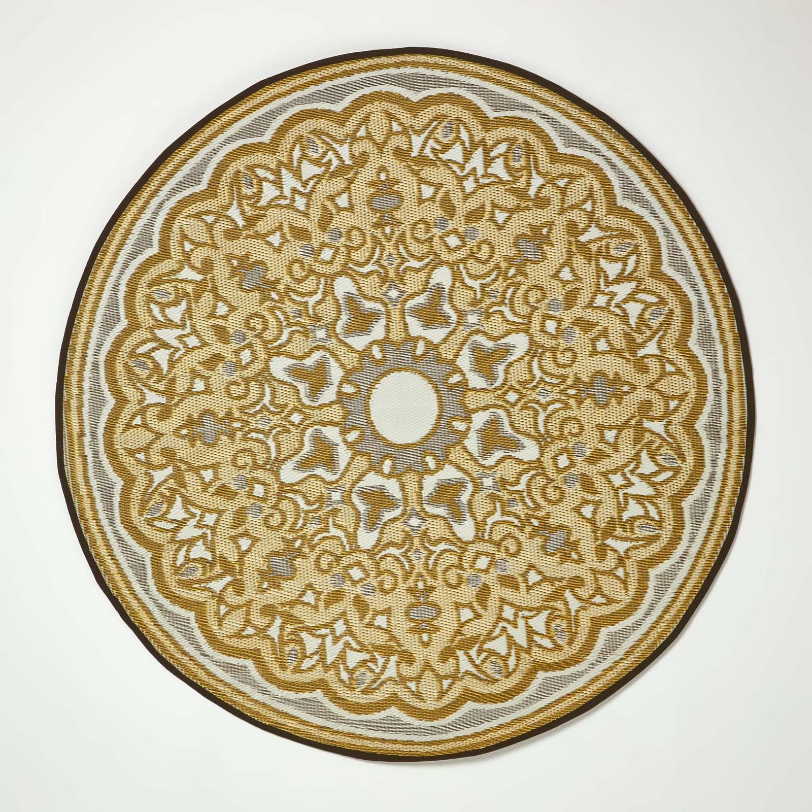 HOMESCAPES Waterproof Outdoor Round Rug Grey 180cm