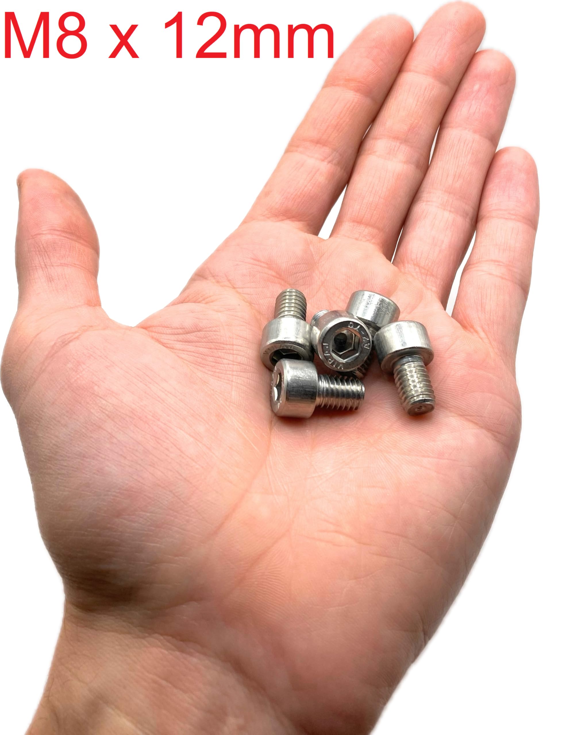 Screws Stainless Steel M8 x 12 mm Cylinder Head BTR Diameter 8 x 12 mm Screws M8 x 12 mm CHC Allen Key Stainless Steel A2-70 (V2A/304) ISO 4762 / DIN 912: Pack of 5 ProRaje - Image 2