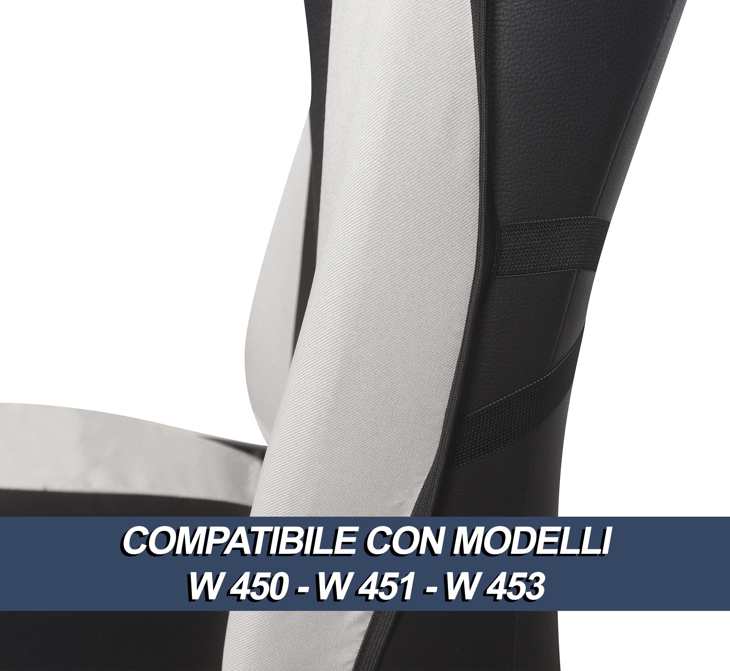 Auto Accessori Lupex Coprisedili auto compatibili con Smart Fortwo, Tessuto Policotone, Coppia Anteriore (Nero - Grigio Scuro)
