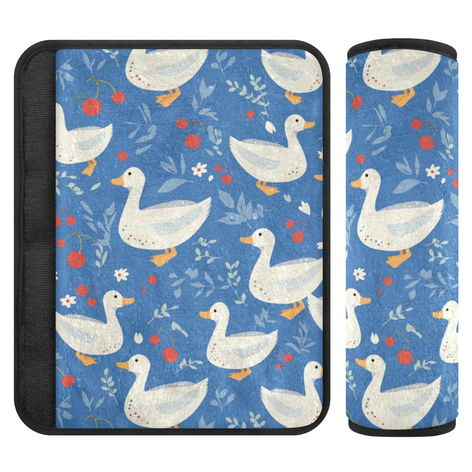 Seat Belt Covers 2 Pack White Ducks Car Seat Strap Covers Super Soft Car Seat Neck Cover for Boys Girls Adults Babies M
