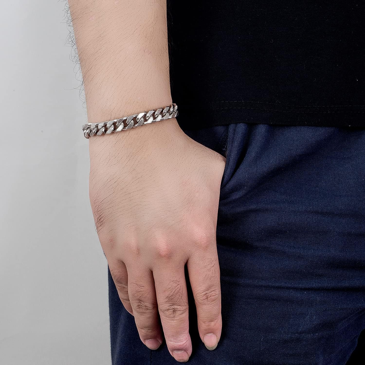Men 925 Sterling Silver Solid Miami Cuban Link Chain Bracelet -10MM - 12MM- Curb Cuban Bangle 7" 7.5" 8" 8.5" 9" 9.5"10" Thick Big Link Man Teen Boys Jewelry Gift, 8.5 inches, no gemstone