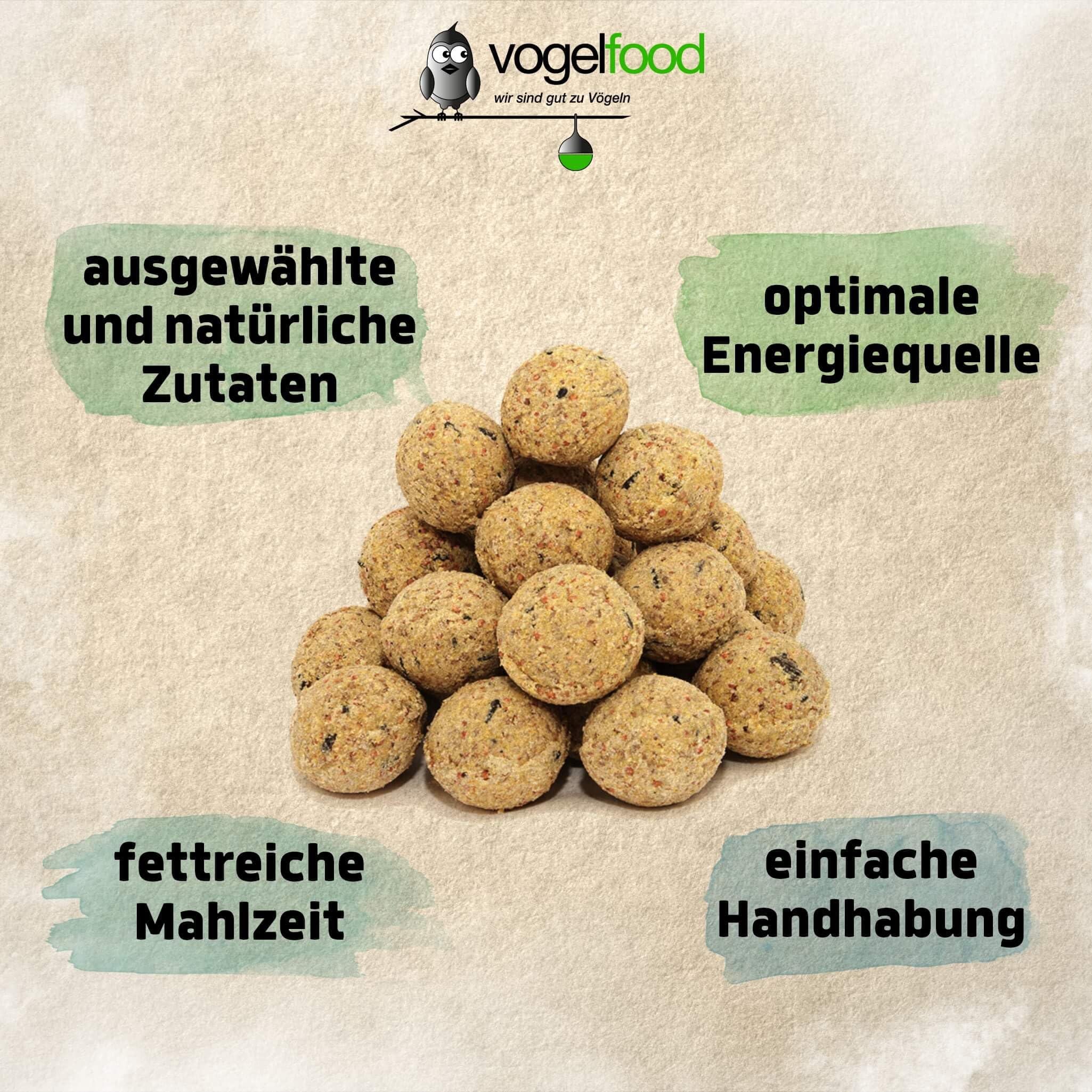 200 Stück ohne Netz Meisenknödel Marke "Vogelfood" Vogelfutter Wildvogelfutter Ganzjahresfutter Fettfutter