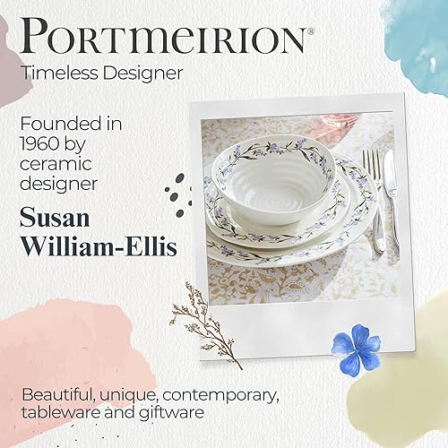 Miniatura 7 de American Atelier Portmeirion Sophie Conran Lavandula Plato de ensalada, plato de cerámica de 8 pulgadas, plato de porcelana blanca para cocina,