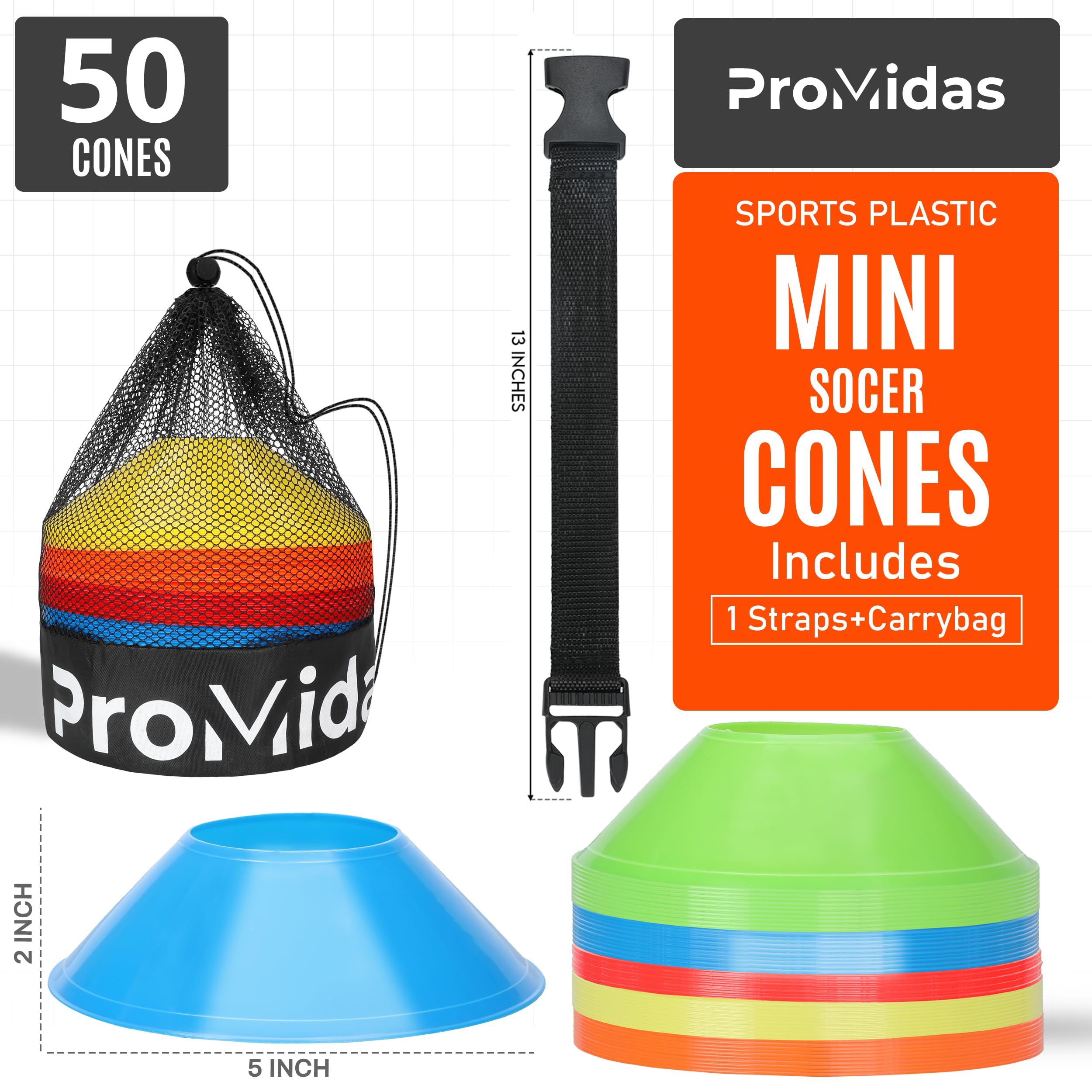 Mini conos para deportes, mejor uso del espacio, viene con correa para el hombro, para ejercicios de entrenamiento de agilidad