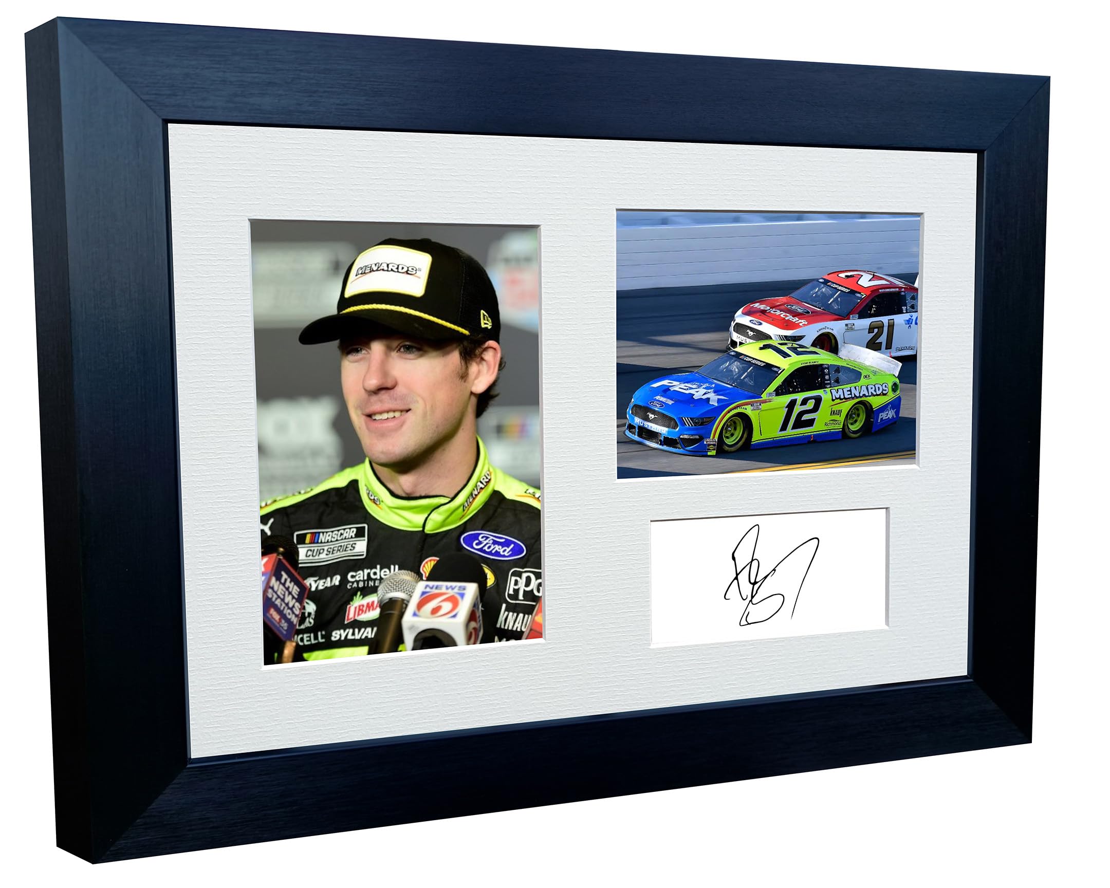 Kitbags & Lockers 12x8 A4 Ryan Blaney NASCAR No. 12 Ford Mustang Team Penske Signed Autographed Photo Photograph Picture Frame Poster Gift