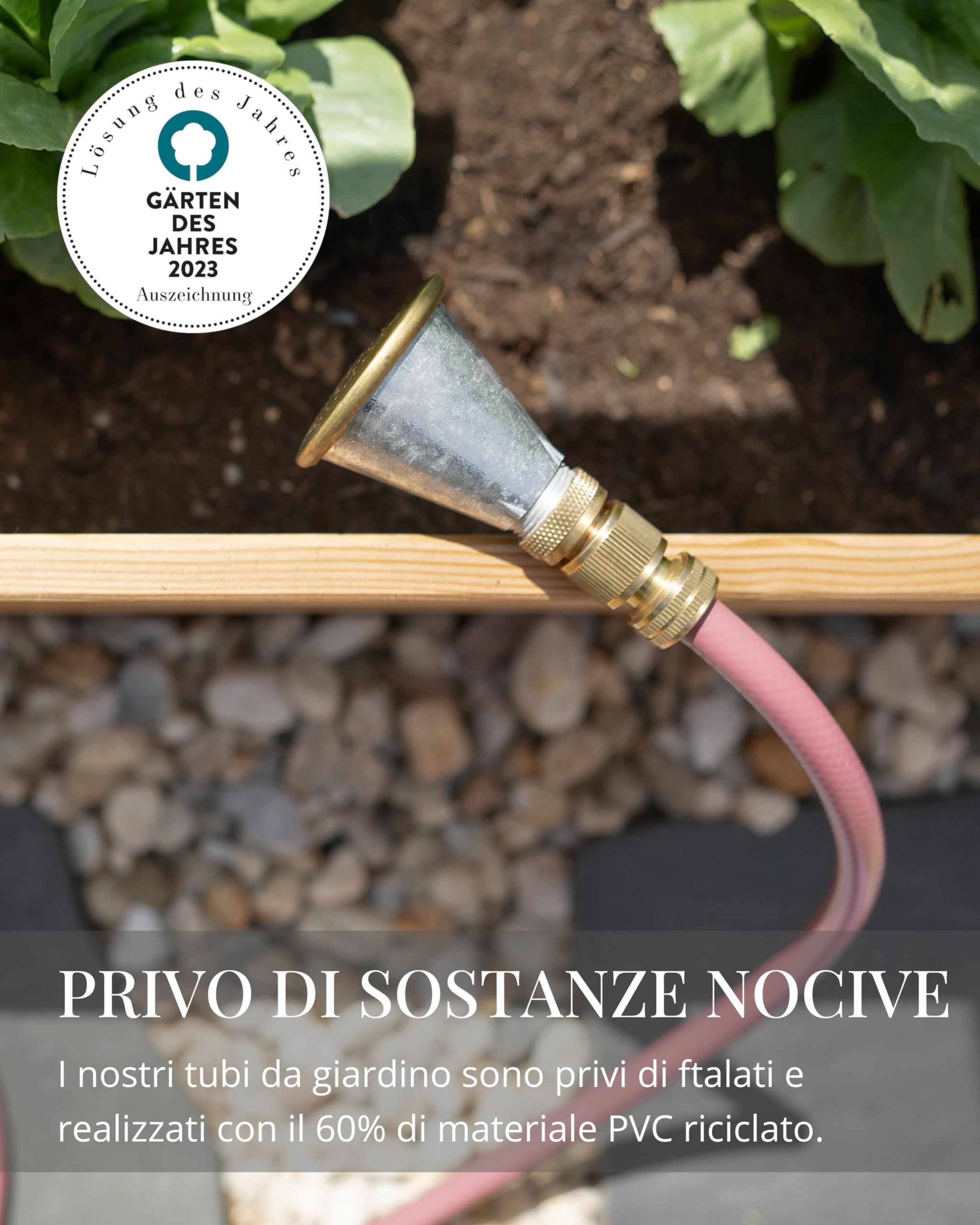 LIVLIG Tubo da Giardino 10m Design – Tubo Irrigazione Flessibile, 60% Riciclato, Resistente UV, Anti-Torsione, 1/2 Pollice, Berry