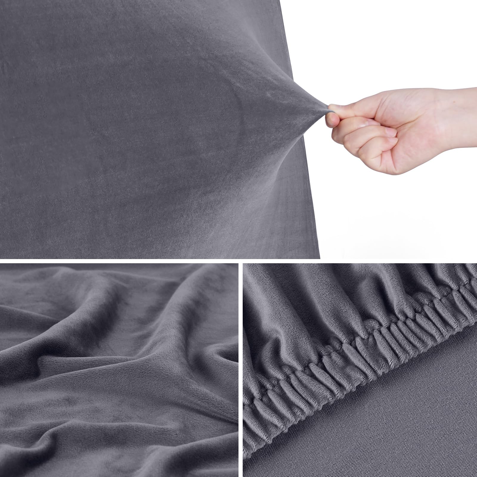 TAOCOCO Copri Testiera Letto, Testiera Letto Matrimoniale, Copritestiera Elastico, Morbido Tessuto Velour Stretch, Lavabile, Design All-In-One, Grigio 120-140 cm