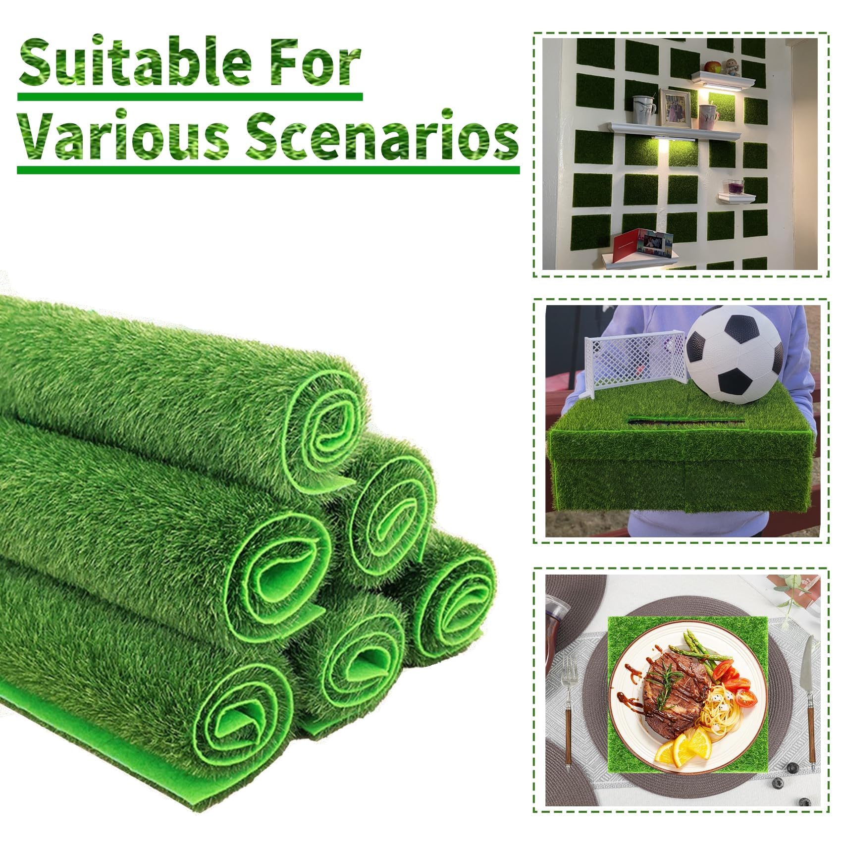 YUNHENTONG Kunstrasen 4 Stück Je 15x15 Cm – Fake Grass Für Modellbau, Puppenhaus, Minigarten – Einfach Zuschneiden & Kleben