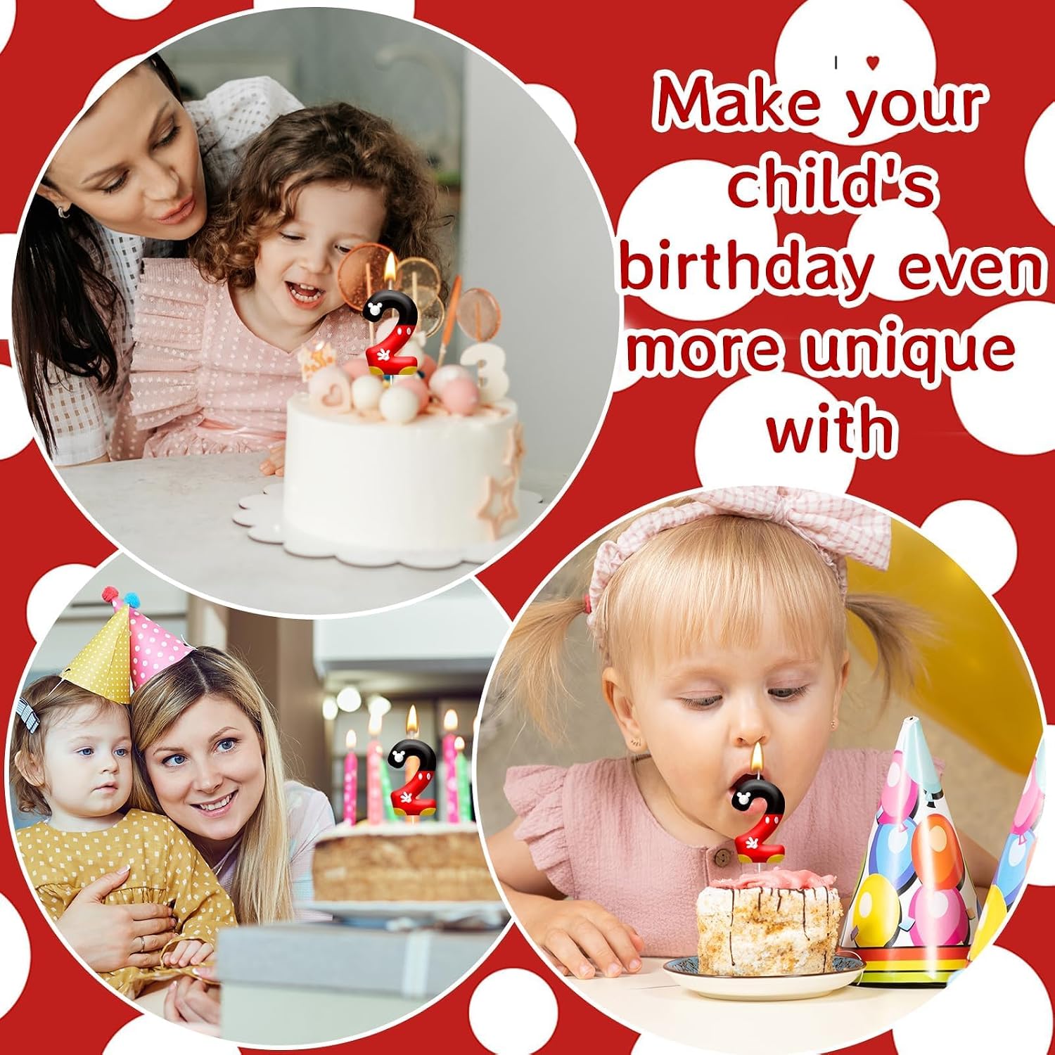 Cartoon Mouse Birthday Candle Number 2, Cake Party Decoration