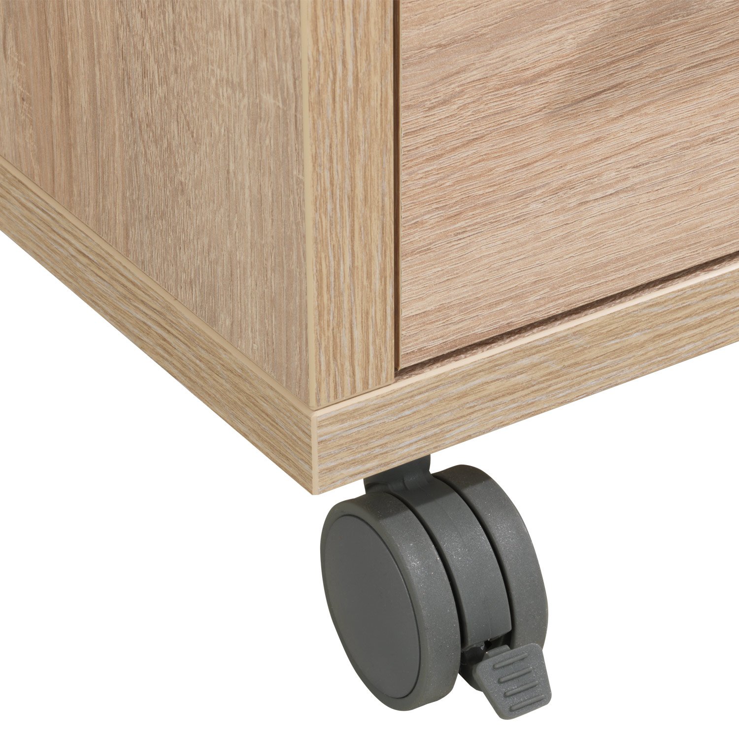 Container Rollcontainer Schubladenschrank | Braun | Eiche | 4 Schubladen | Abschließbar